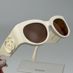 Gucci GG1544S 004 BRAND NEW Sunglasses Ivory Brown Unisex Oval